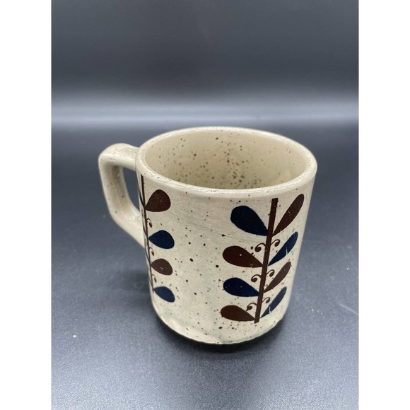 Vintage Coffee Cup Mug 70's Made in Japan Geometric Brown Blue MCM Mid Century - Picture 4 of 5